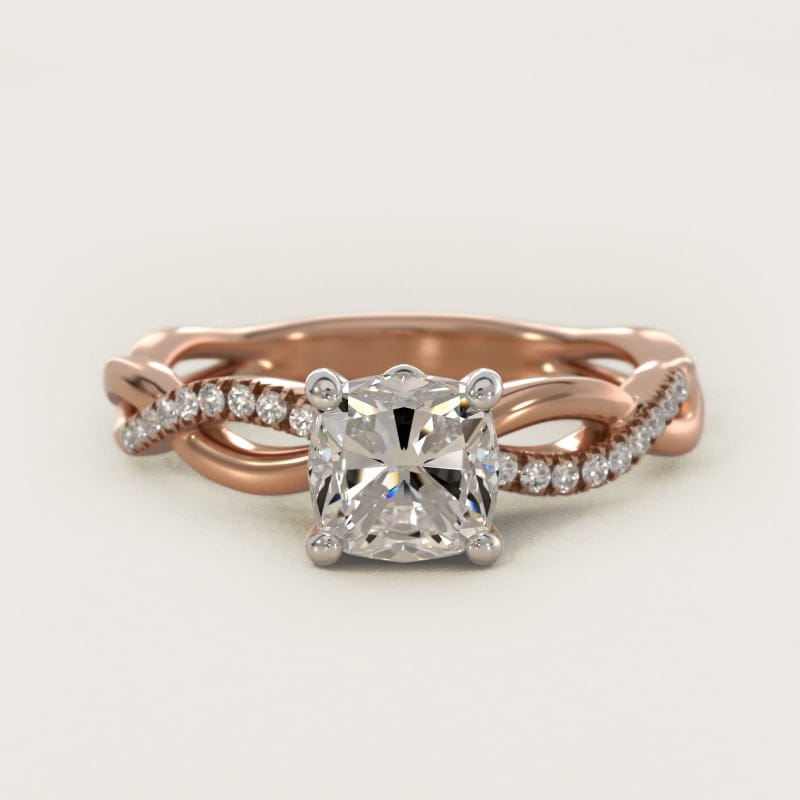 Cushion-Cut Solo Infinity Pave Engagement Ring in white gold — handcrafted in Beirut