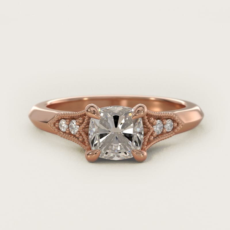 Cushion-Cut Art Deco Fleur-de-Lis Vintage Ring in white gold — handcrafted in Beirut