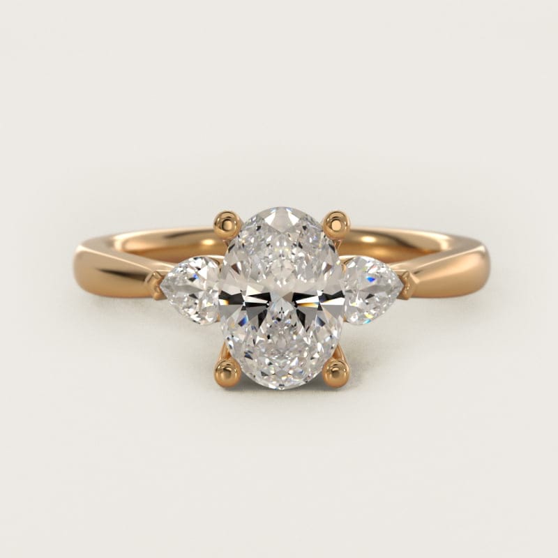 Oval Pear Side-Stone Diamond Engagement Ring in white gold — handcrafted in Beirut