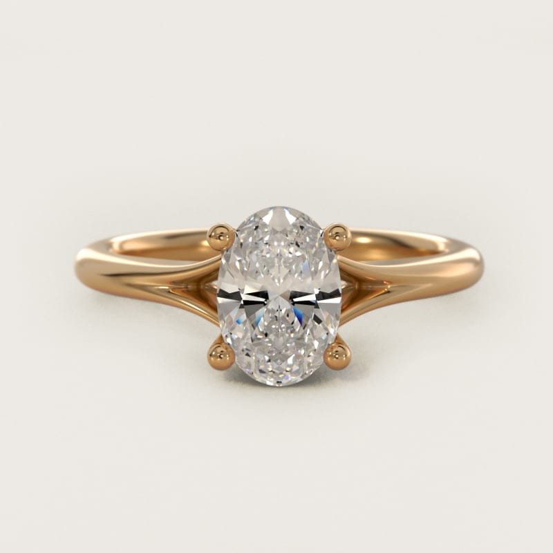Oval Petite Split-Shank Solitaire Engagement Ring in white gold — handcrafted in Beirut