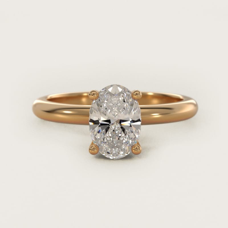 Oval Solitaire Engagement Ring with Pave Basket in white gold — handcrafted in Beirut