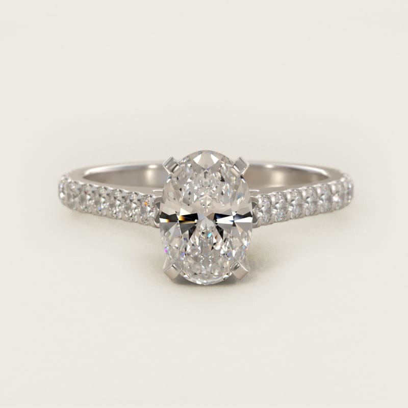 Oval Diamond Pave Engagement Ring in white gold — handcrafted in Beirut