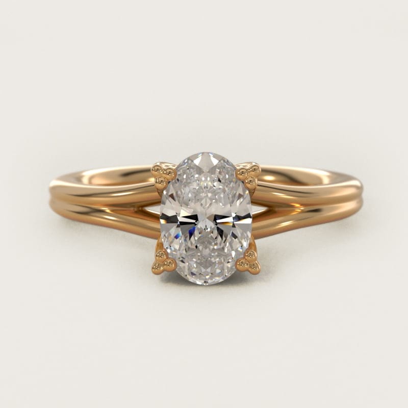 Oval Woven Solitaire Diamond Engagement Ring in white gold — handcrafted in Beirut