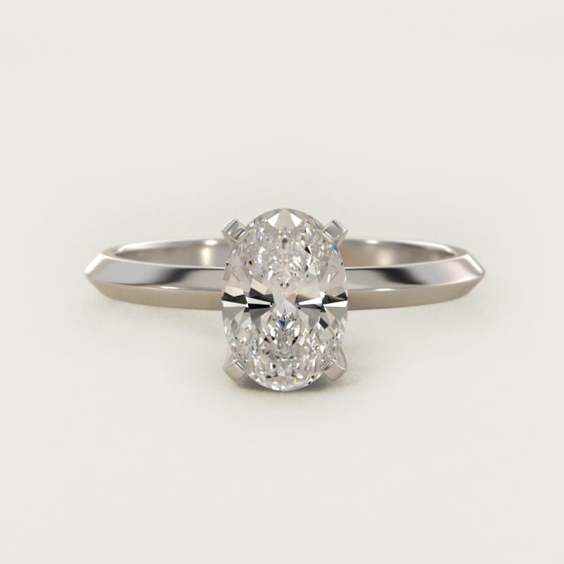 Oval Knife-Edge Solitaire Diamond Engagement Ring in white gold — handcrafted in Beirut