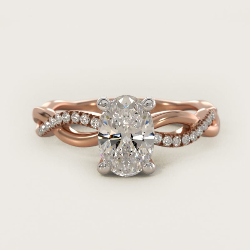 Oval Solo Infinity Diamond Pave Engagement Ring in white gold — handcrafted in Beirut