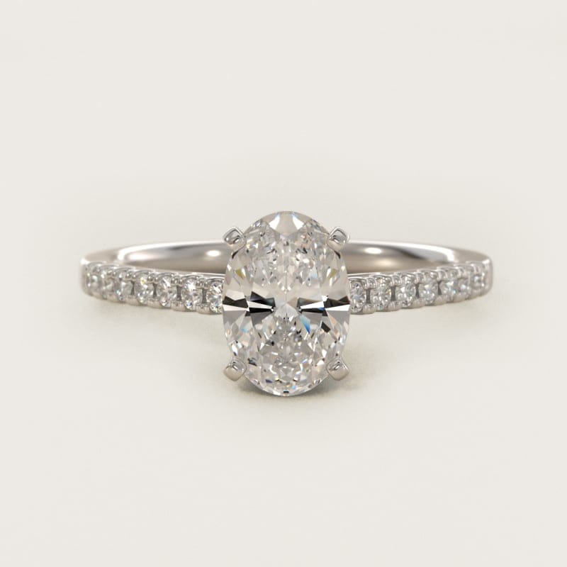 Oval Petite Cathedral Pave Engagement Ring in white gold — handcrafted in Beirut