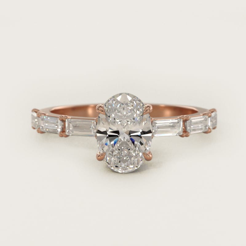 Oval Floating Diamond Line Side-Stone Engagement Ring in white gold — handcrafted in Beirut