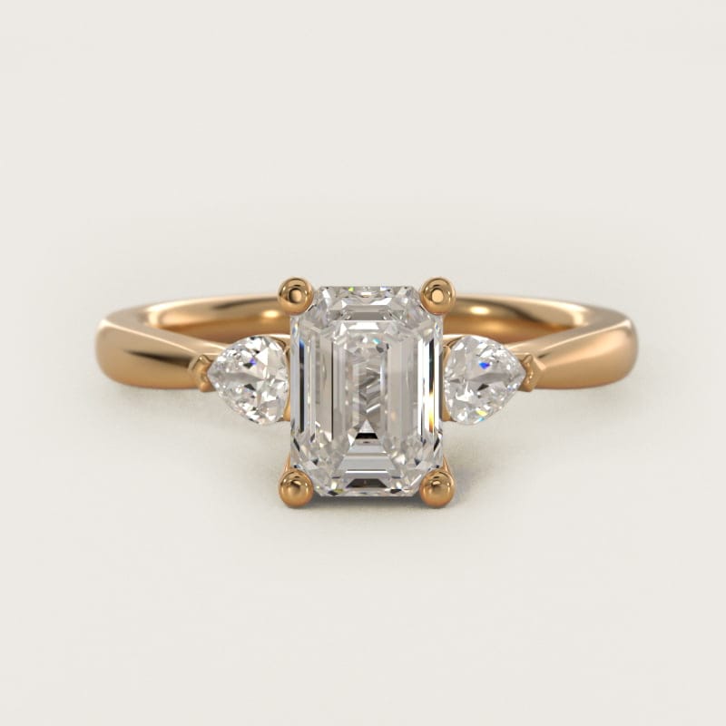 Emerald-Cut Pear Side-Stone Diamond Engagement Ring in white gold — handcrafted in Beirut