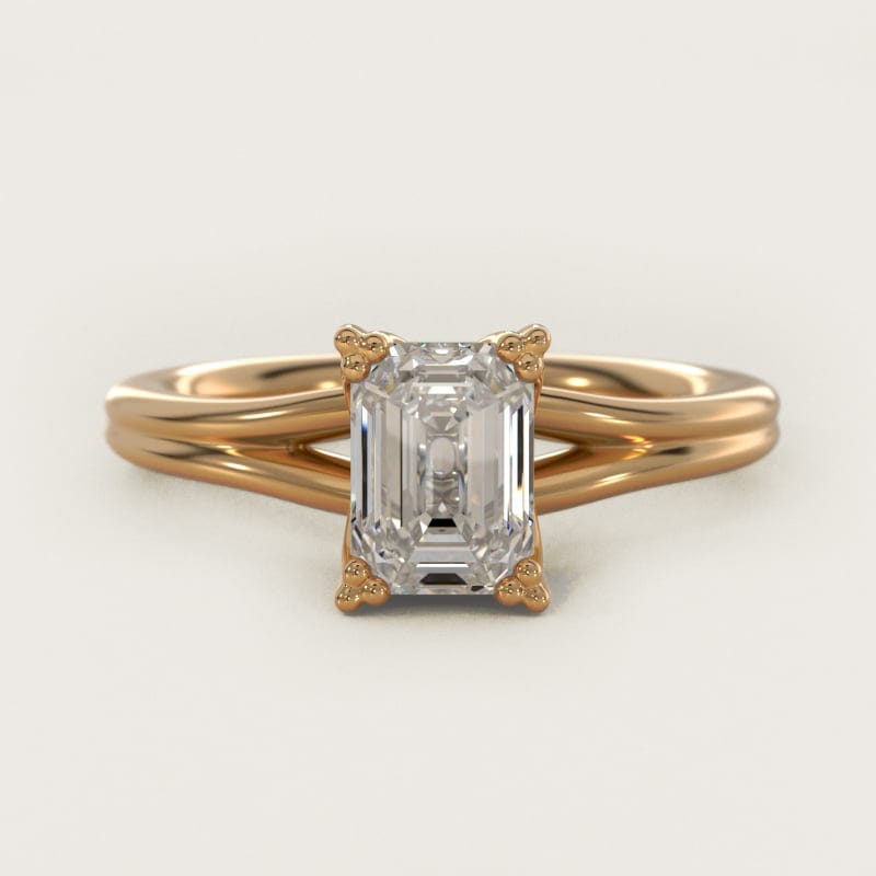 Emerald-Cut Woven Solitaire Engagement Ring in white gold — handcrafted in Beirut