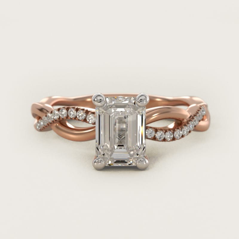 Emerald-Cut Solo Infinity Pave Engagement Ring in white gold — handcrafted in Beirut