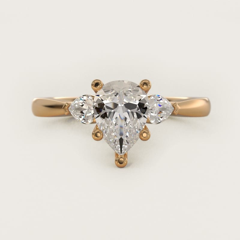 Pear-Shaped Side-Stone Diamond Engagement Ring in white gold — handcrafted in Beirut