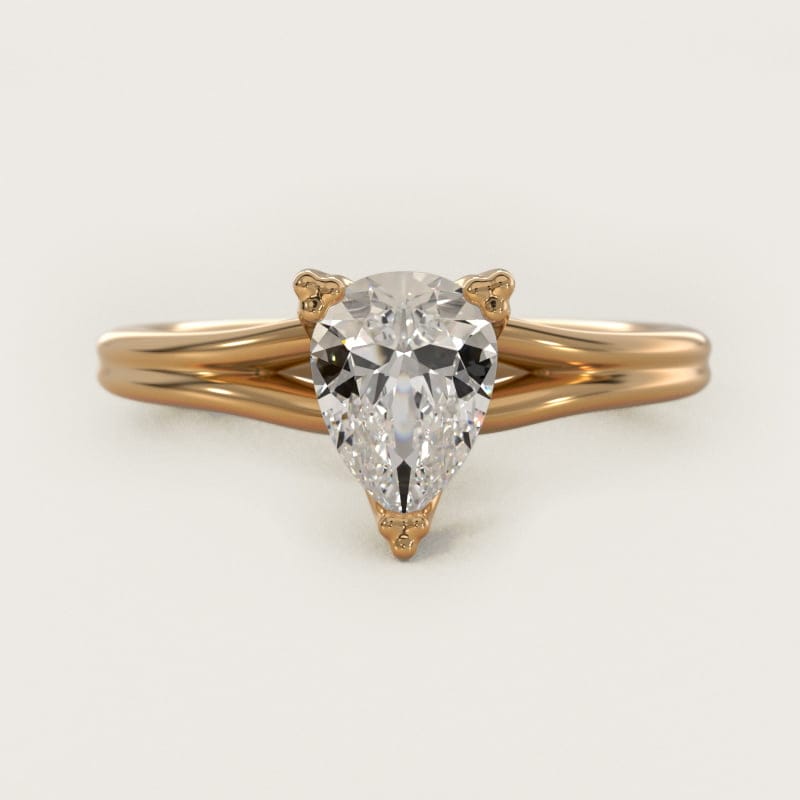 Pear-Shaped Woven Solitaire Engagement Ring in white gold — handcrafted in Beirut