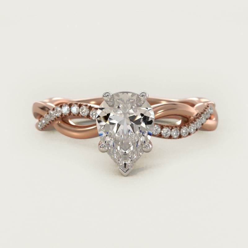 Pear-Shaped Solo Infinity Pavé Engagement Ring in white gold — handcrafted in Beirut