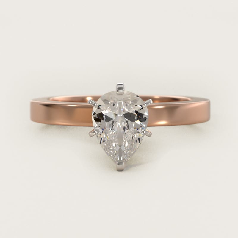 Pear-Shaped Flat-Edge Solitaire Engagement Ring in white gold — handcrafted in Beirut