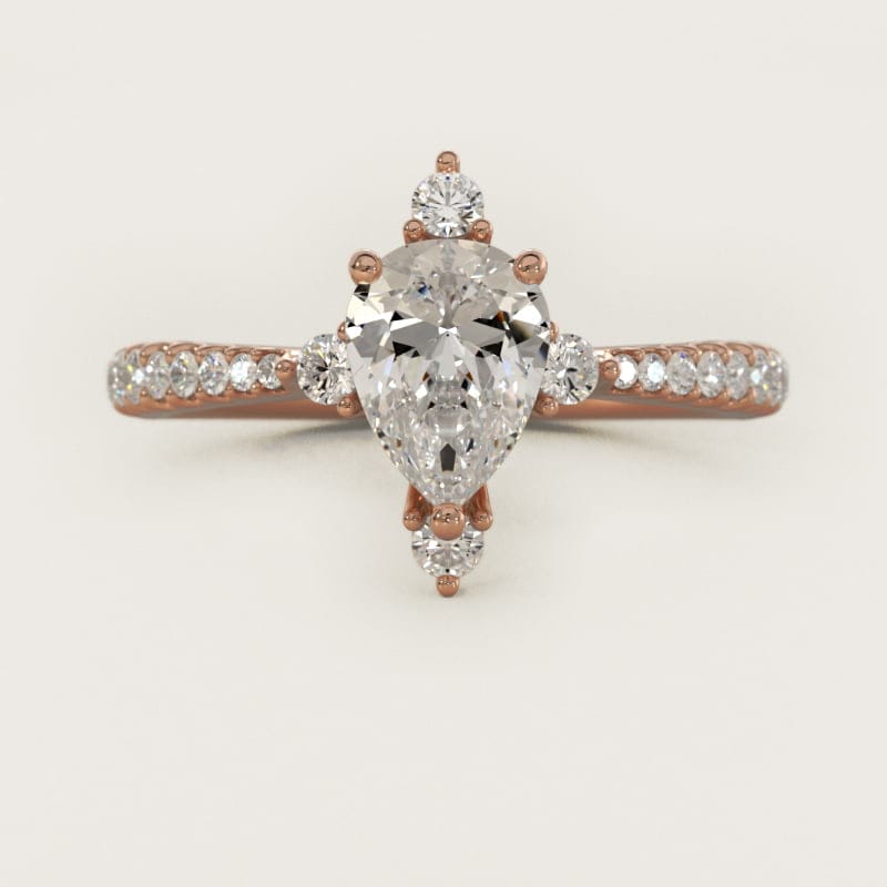 Pear-Shaped Compass-Point Accent Engagement Ring in white gold — handcrafted in Beirut