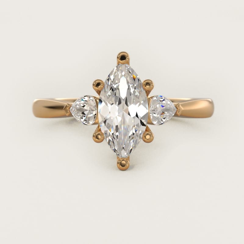 Marquise Side-Stone Diamond Engagement Ring in white gold — handcrafted in Beirut