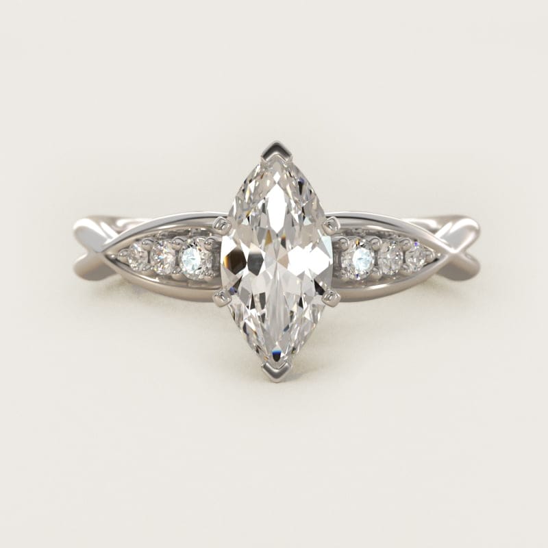 Marquise Delicate Twist Petite Diamond Engagement Ring in white gold — handcrafted in Beirut