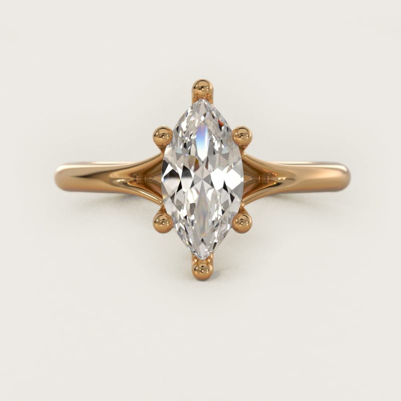 Marquise Petite Split-Shank Solitaire Engagement Ring in white gold — handcrafted in Beirut