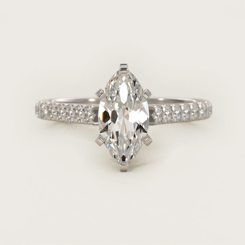 Marquise Diamond Pavé Engagement Ring in white gold — handcrafted in Beirut