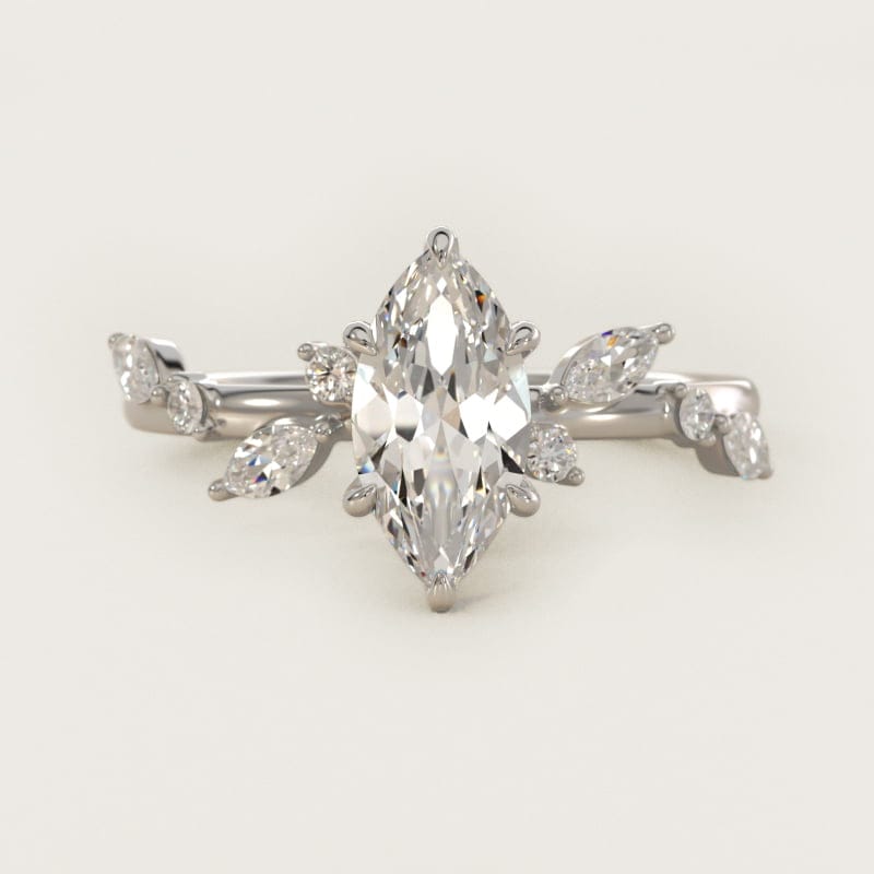 Marquise Diamond Whisper Side-Stone Engagement Ring in white gold — handcrafted in Beirut