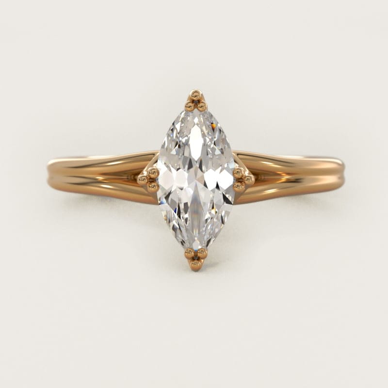 Marquise Woven Solitaire Engagement Ring in white gold — handcrafted in Beirut