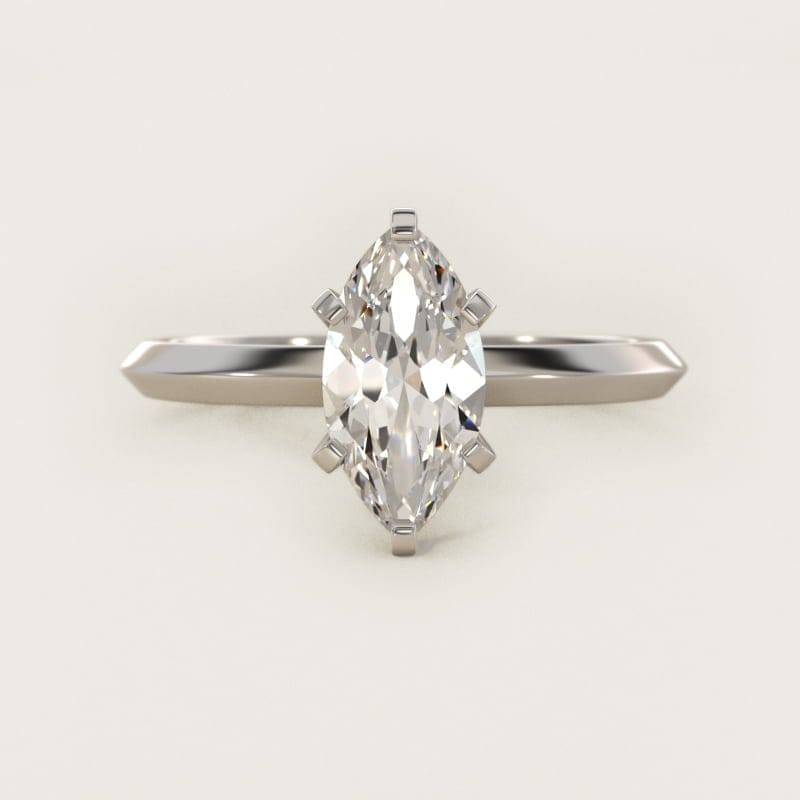 Marquise Knife-Edge Solitaire Engagement Ring in white gold — handcrafted in Beirut