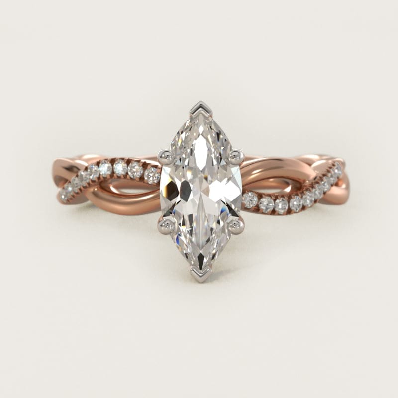 Marquise Solo Infinity Diamond Pavé Engagement Ring in white gold — handcrafted in Beirut