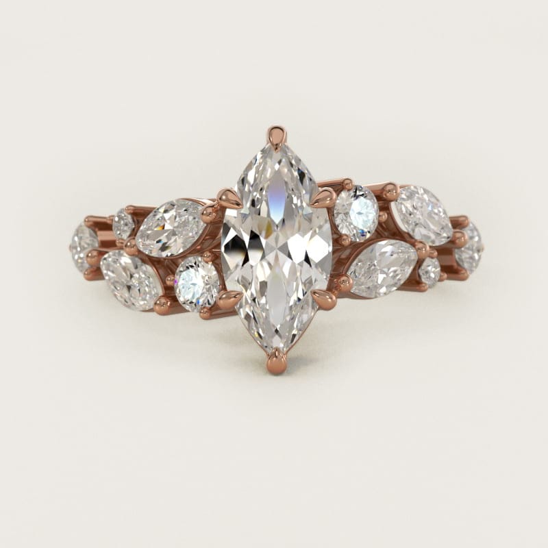 Marquise Diamond Nest Side-Stone Engagement Ring in white gold — handcrafted in Beirut
