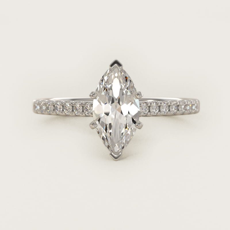 Marquise Petite Cathedral Pavé Engagement Ring in white gold — handcrafted in Beirut