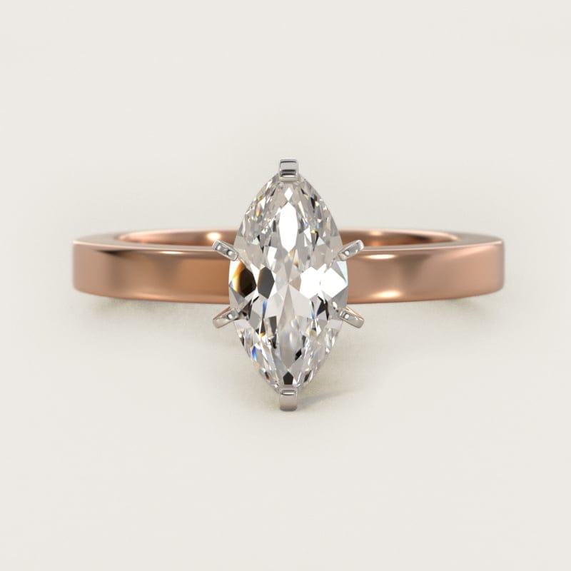 Marquise Flat-Edge Solitaire Engagement Ring in white gold — handcrafted in Beirut