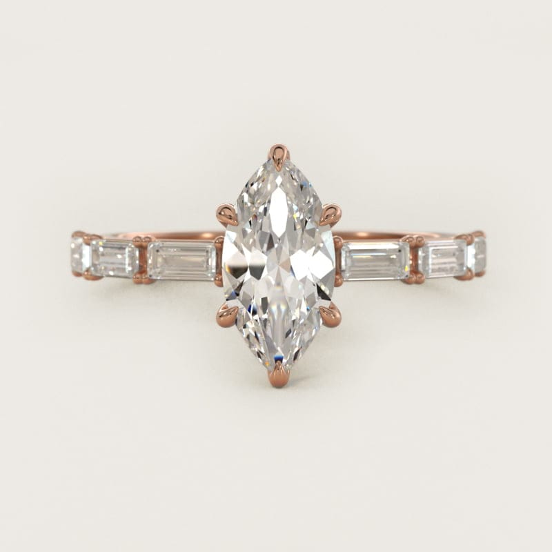 Marquise Floating Diamond Line Side-Stone Ring in white gold — handcrafted in Beirut
