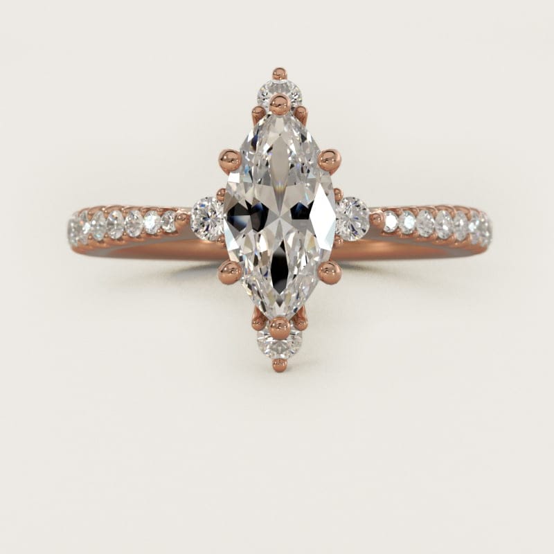 Marquise Compass-Point Diamond Accent Engagement Ring in white gold — handcrafted in Beirut