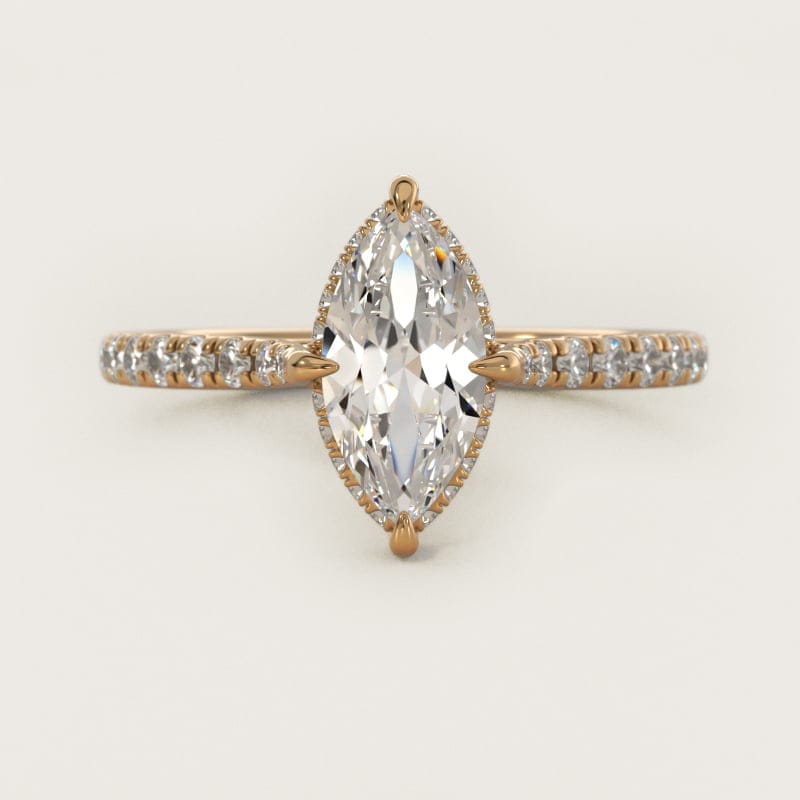 Marquise Cathedral Pavé Crown Engagement Ring in white gold — handcrafted in Beirut
