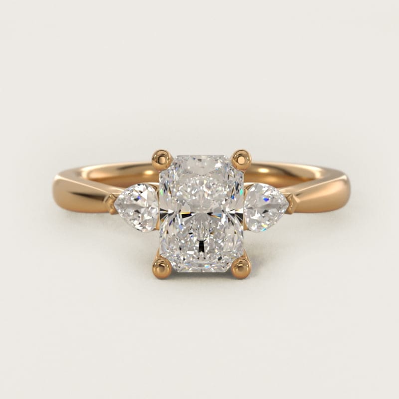 Radiant-Cut Pear Side-Stone Diamond Engagement Ring in white gold — handcrafted in Beirut