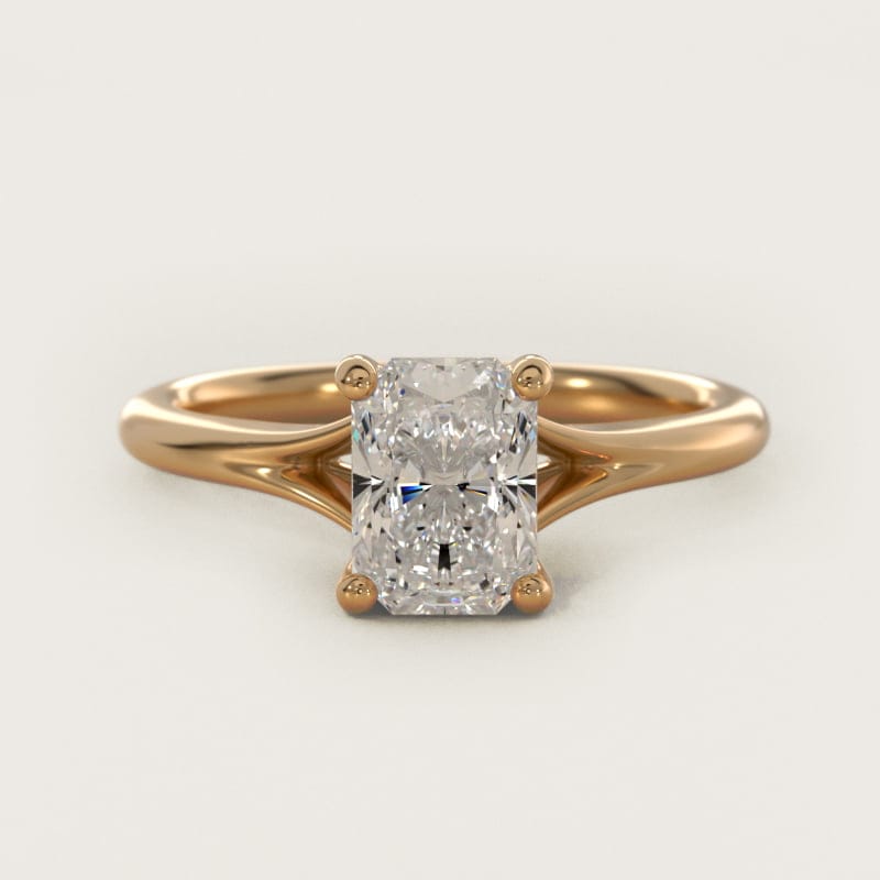 Radiant-Cut Petite Split-Shank Solitaire Ring in white gold — handcrafted in Beirut
