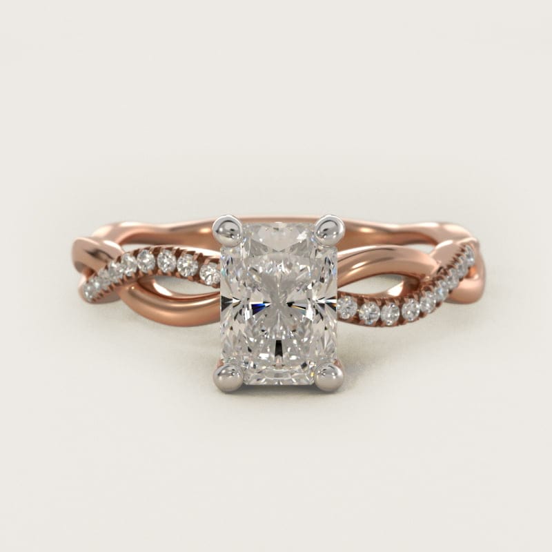 Radiant-Cut Solo Infinity Diamond Pavé Ring in white gold — handcrafted in Beirut