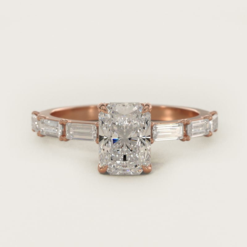 Radiant-Cut Floating Diamond Line Side-Stone Ring in white gold — handcrafted in Beirut