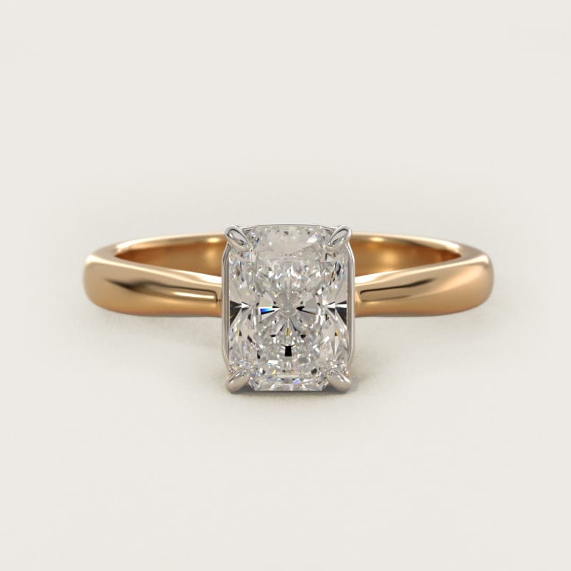 Radiant-Cut Wire Basket Solitaire Engagement Ring in white gold — handcrafted in Beirut