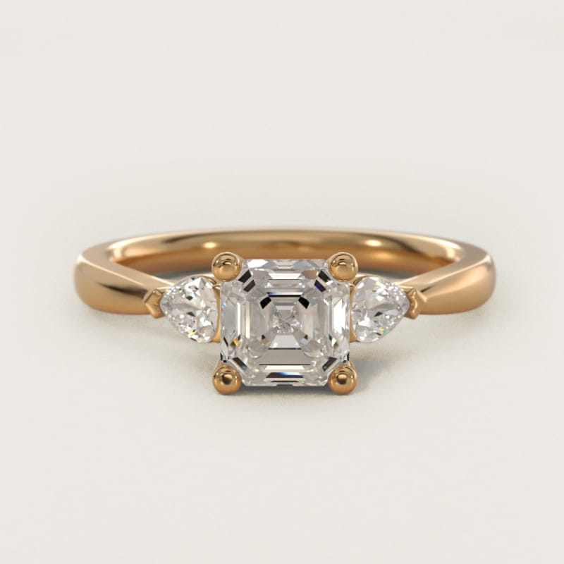 Asscher-Cut Pear Side-Stone Diamond Engagement Ring in white gold — handcrafted in Beirut