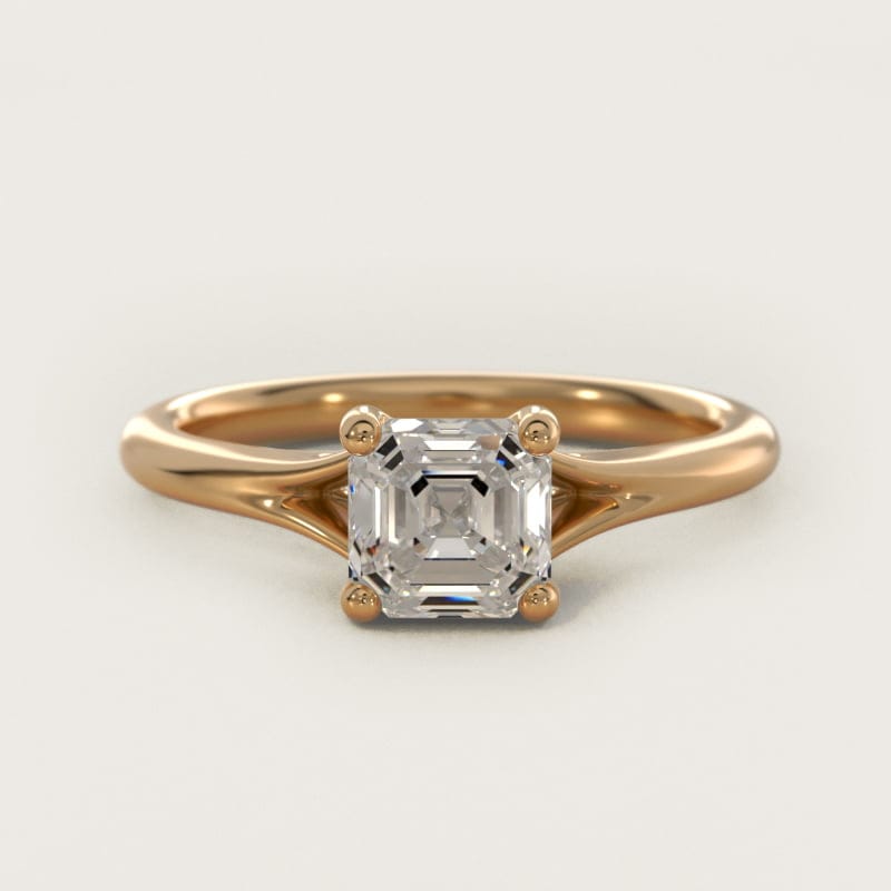 Asscher-Cut Petite Split-Shank Solitaire Engagement Ring in white gold — handcrafted in Beirut