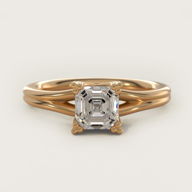 Asscher-Cut Woven Solitaire Engagement Ring in white gold — handcrafted in Beirut