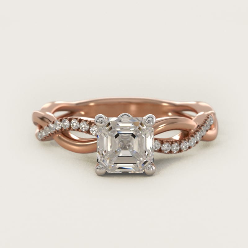 Asscher-Cut Solo Infinity Diamond Pave Ring in white gold — handcrafted in Beirut