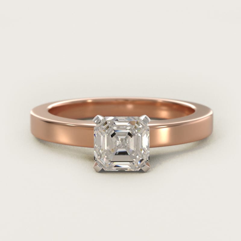 Asscher-Cut Flat-Edge Solitaire Engagement Ring in white gold — handcrafted in Beirut