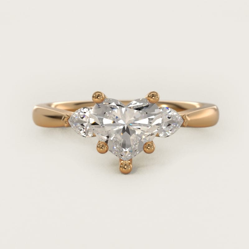 Heart-Shaped Side-Stone Diamond Engagement Ring in white gold — handcrafted in Beirut