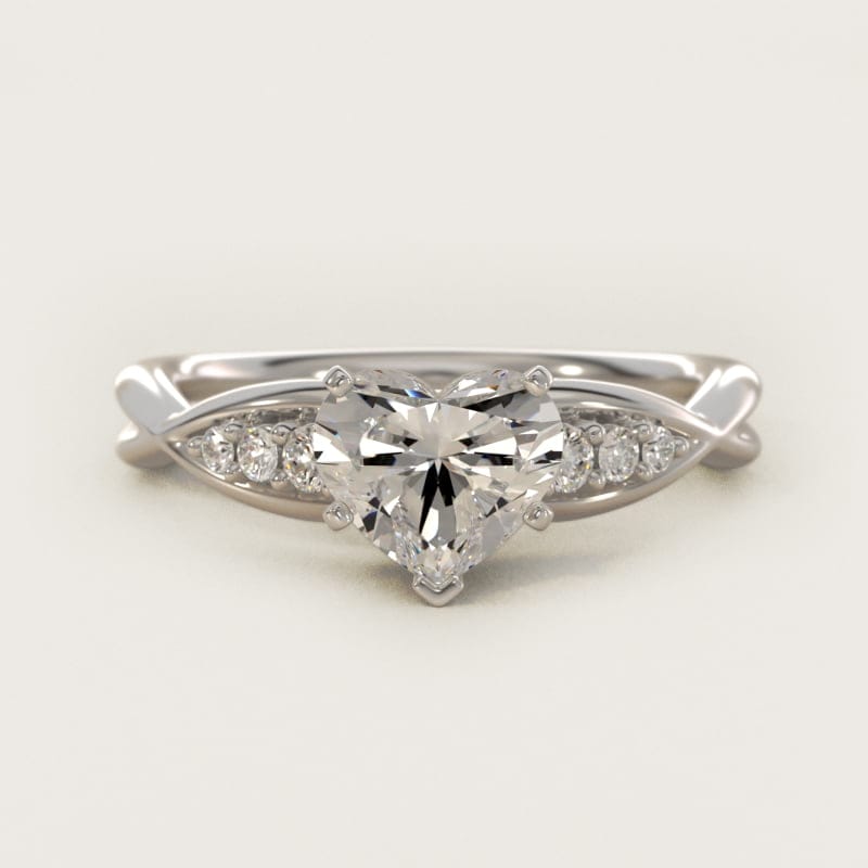 Heart-Shaped Delicate Twist Petite Engagement Ring in white gold — handcrafted in Beirut