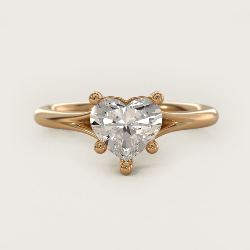 Heart-Shaped Petite Split-Shank Solitaire Ring in white gold — handcrafted in Beirut