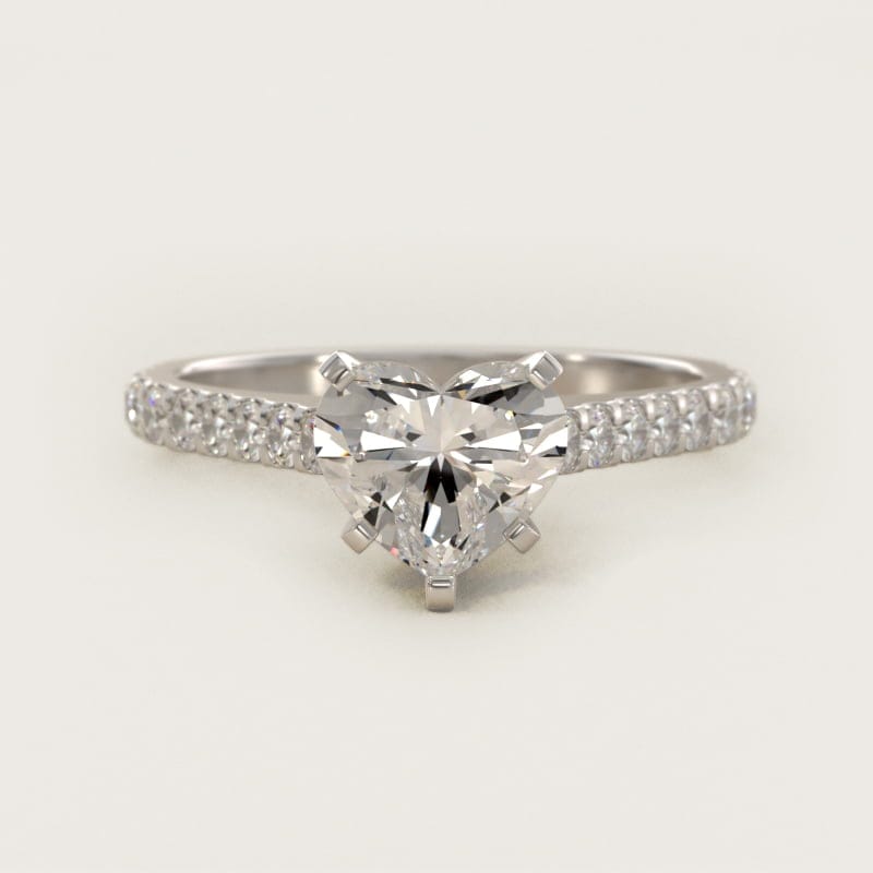 Heart-Shaped Diamond Pavé Engagement Ring in white gold — handcrafted in Beirut