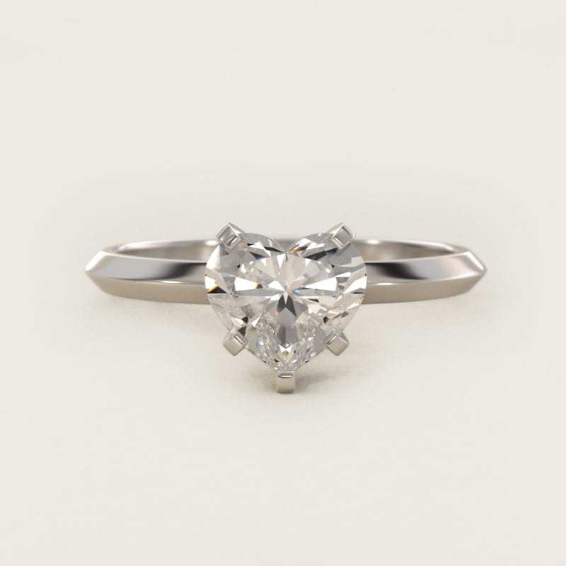 Heart-Shaped Knife-Edge Solitaire Engagement Ring in white gold — handcrafted in Beirut