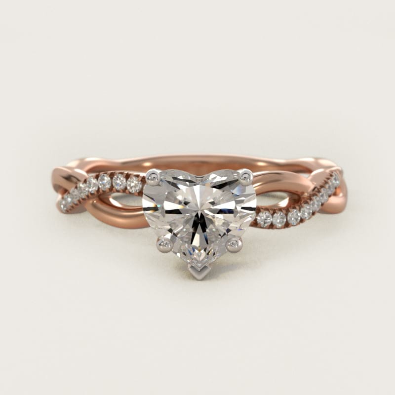 Heart-Shaped Solo Infinity Pavé Engagement Ring in white gold — handcrafted in Beirut