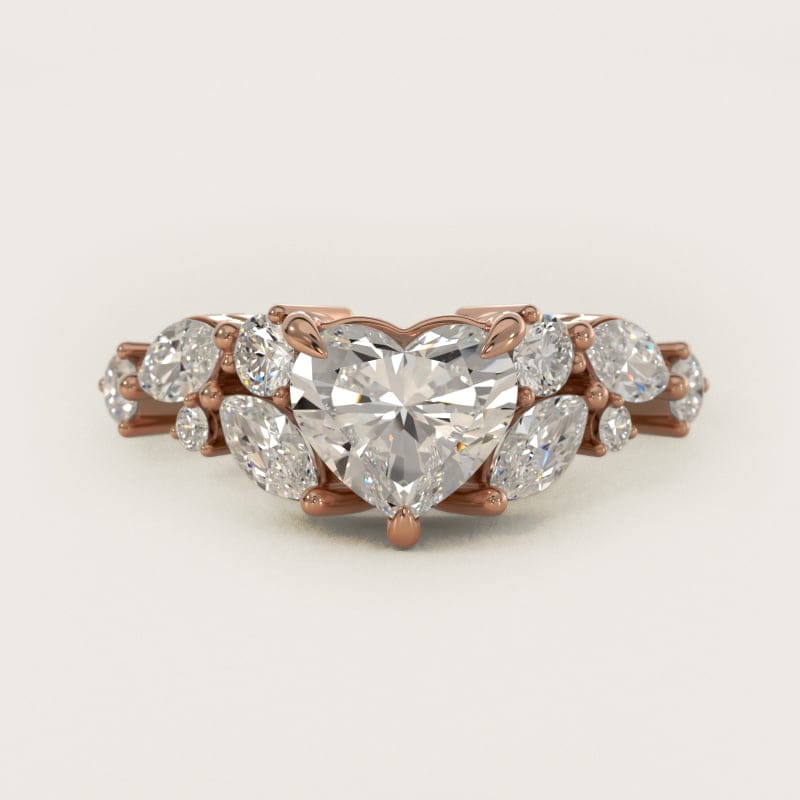 Heart-Shaped Diamond Nest Side-Stone Ring in white gold — handcrafted in Beirut